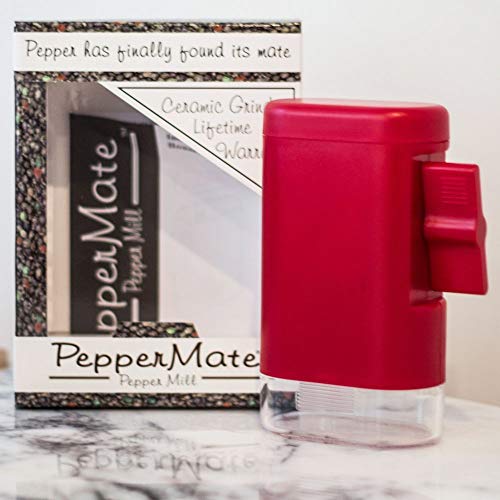 PepperMate Traditional Pepper Mill- Manual High Volume Peppercorns and Salt Grinder with Ergonomic Turnkey Handle and Ceramic Precision Mechanism with Adjustable Grind for the Gourmet Chef (Red) - Thumbnail 5