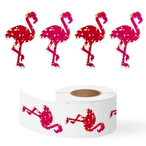 Image of Summer Glitter Flamingo Sticker - 1000 Pcs Waterproof Self Adhesive Sparkle Bird Decals Bright Printing for Laptop Water Bottle Scrapbook Suitcase Party Favor DIY Craft Gift Wrapping