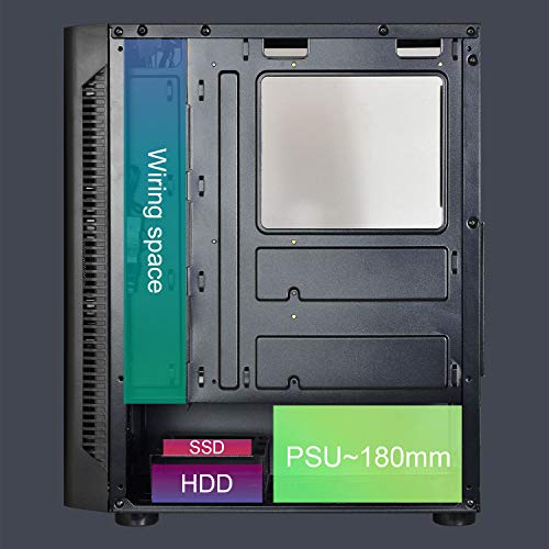 Montech X1 Black ATX Mid-Tower Case - High Airflow, Front Mesh Ventilation, Tempered Glass Side Panel, Pre-Installed 4 x 120mm Autoflow Rainbow LED Fans