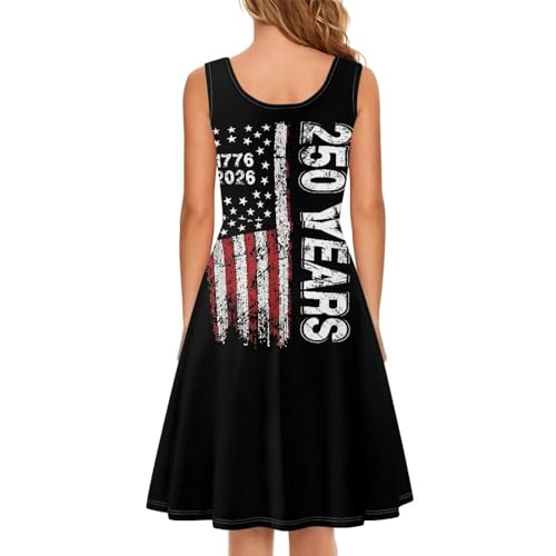 Image of Women Stylish Tank Dresses Sleeveless Round Neck Midi Casual Dress with Pocket for Summer