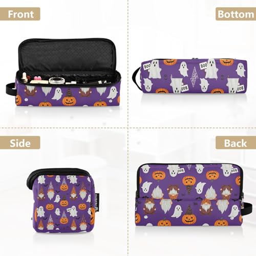 Bolsa de viaje para herramientas de cabello para mujeres con tapete resistente al calor y cierre impermeable con patrón de fantasmas de Halloween miniatura 5
