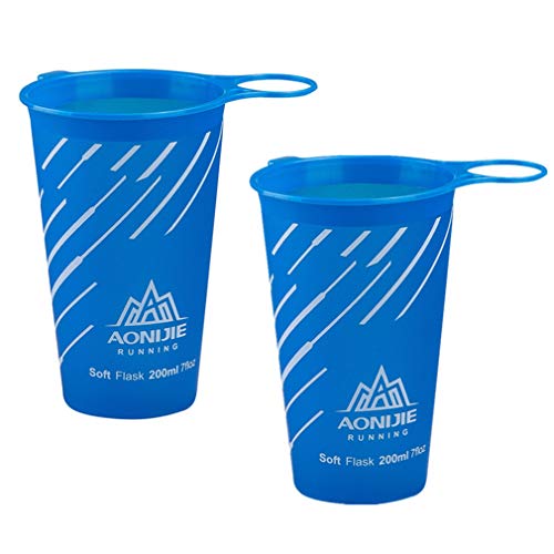 AONIJIE Sports Collapsible Water Bottle BPA Free - TPU Soft Drink Water Kettle Foldable Flask (Dark Blue-2pcs)