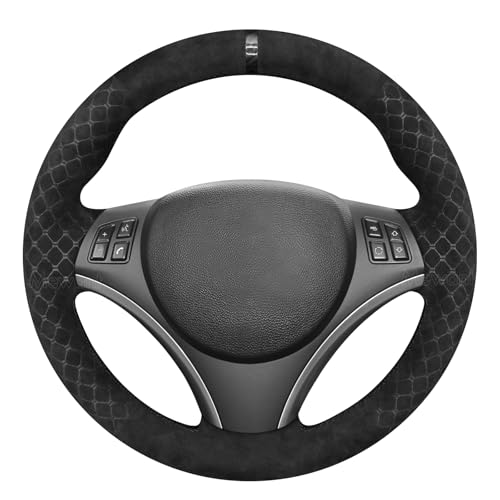 MEWANT Funda para volante cosida a mano para serie 1 E81 E82 E87 E88 2004-2013/3 Series E90 E91 E92 E93 2005-2013 accesorios para volante