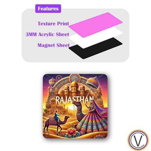 Image of Rajasthan Textured Finish Acrylic Fridge Magnet-UV Texture Printed, Stylish Multicolor Magnet for Fridge, Wardrobe & Metal Surfaces, Pack of 1 (Rajasthan 2)