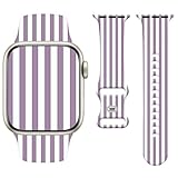 Watbro Grazioso cinturino compatibile con Apple Watch marrone rosato a righe per donne e uomini, in morbido silicone compatibile con iWatch Serie 11 10 9 8 7 6 5 4 3 2 1 SE Ultra 38 40 41 42 44 45 46
