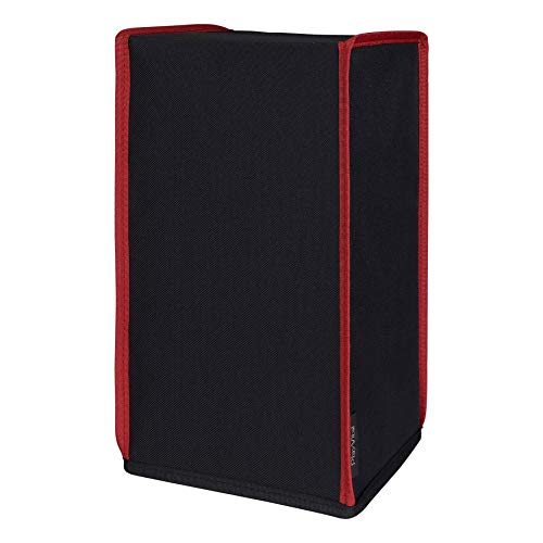 PlayVital Housse Anti-Poussière en Nylon pour Xbox Séries X Console,Housse de Protection Étanche pour Xbox Séries X Console,Cover Anti-Rayures pour Xbox Séries X-Noir&Rouge Garniture(Vertical) Cover