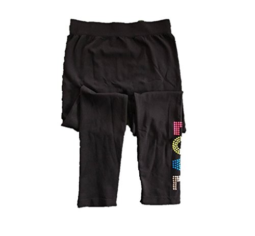 Sweetcakes Girl's Seamless Leggings, 1 Pair, M (10-12), Black with Love Spangles