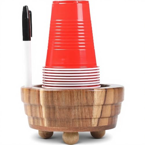 Porte-gobelet Solo en bois avec fente pour marqueur distributeur rustique
