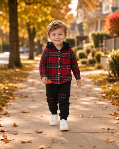 Image of Renotemy Toddler Baby Boy Clothes Winter Hoodie Flannel Boys Outfits 12M-4T