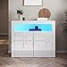 SONNI Kommode Sideboard mit LED Beleuchtung(12 Farben können eingestellt Werden) Weiß Hochglanz Wohnzimmermöbel Wohnzimmerschrank Standschrank