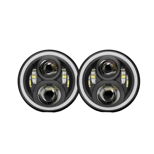 Phare universel LED de 7 pouces avec feu DRL intégré 50W halo noir pour moto et auto