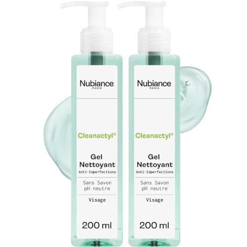 NUBIANCE - Cleanactyl® Gel detergente per il viso, 2 x 200 ml - per pelli miste a grassi, tendenza all'acne e macchie