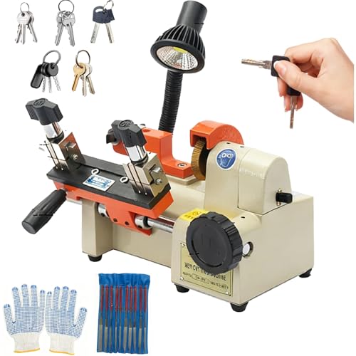 New Horizontal Key Cutting Machine with Gloves and Files Electric Key Duplicator for Car, Door Metal Keys Hardware Stores Locksmiths