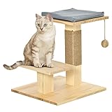Kompaktes Design: Das Katzenaktivitätszentrum besteht aus einem hängenden Ball, einer Jutestange und einem Kissen. Alles, was Ihre Katze/Ihr Kätzchen braucht, an einem Ort.