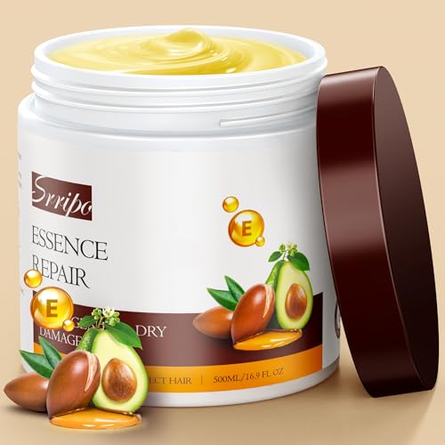 Collagen Hair Mask for Deep Conditioning, Keratin Hair Treatment with 4 Hydrolyzed Proteins, Moroccan & Avocado Oils Conditioner for Nourish, Calendula Gentian Extracts Care Dry & Damaged Hair 16.9 OZ