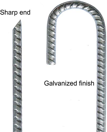 Ok5Star 8 Pack 16" Galvanized Rebar Stakes Heavy Duty J Hook Ground Anchors, Curved Steel Tent Stakes Anti Rust Steel Ground Stakes #TOP2