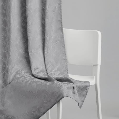 Image of haus & kinder Printed Jacquard Window Curtains 5 Feet Long Pack of 2 Window Curtains, 5 Feet Curtains for Window (Slate Willow, Sand Floral 130x152 CM)