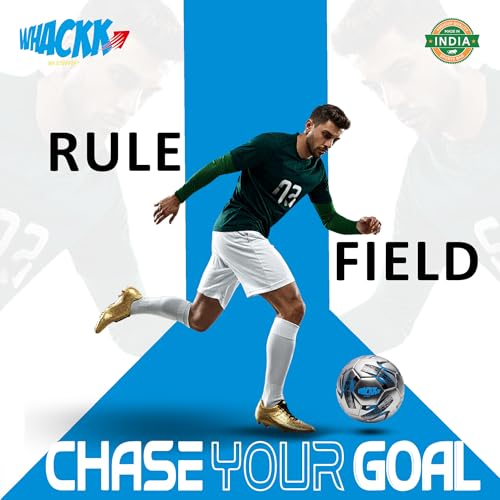 Image of WHACKK Kempes HT-CTPU Football Size 5 Soccerball Hand Stitched for Practice & Training - Original PVC Waterproof. 3 Layered Ideal Sports Ball for All Ages on Ground, Grass and Turf (Blue)