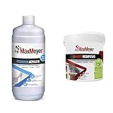 MAXMEYER Kit Pittura Esterni: Quarzo Riempitivo Bianco BMB 14 Litri + Fissativo Acrilico Trasparente 1 Litro - Ciclo Completo Protezione Facciate e Muri Esterni