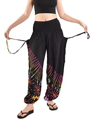 Orient Trail Women's Hippie Bohemian Palazzo Yoga Scrunched Bottom Tie Dye Harem Pants2