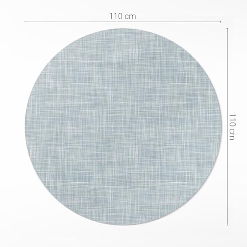 Tapis vinyle rond ø110 cm aspect lin pour un salon chic et épuré - 4