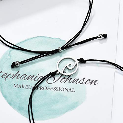 Jeka Unisex Distance Matching Bracelets Handmade Friendship Gifts for Best Friend Couples Adjustable String Bracelets for Women Men Girls 2 Set2