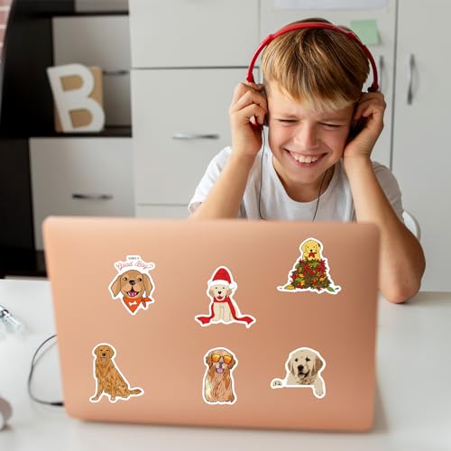 TIESOME 50 Stück Lustiges Golden Retriever Aufkleber Set, niedliche Hunde-Tiere Dekor für Wasserflaschen