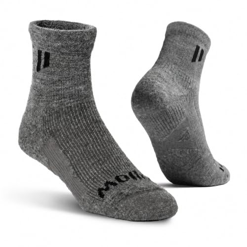 HOLLOW Alpaca Ankle Compression Socks for Women & Men 15-20 mmHg Circulation Support Moisture Wicking Medium Grey