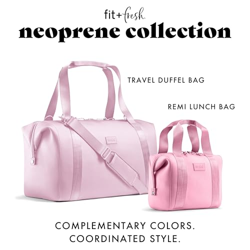 Fit & Fresh Neoprene Lunch Bag For Women, Insulated Womens Lunch Bag For Work, Tear & Stain Resistant Large Lunch Box For Women With Containers and Ice, Machine Washable Remi Lunch Bag, Pink