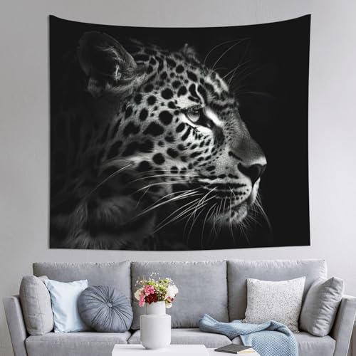 Tapiz decorativo de leopardo, decoración estética de pared para salón y dormitorio de 60x51"