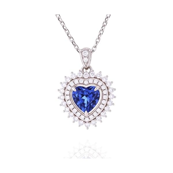 Heart of the Ocean Necklace – Lab-Grown Blue Sapphire & Moissanite Pendant, 18K White Gold Plated 925 Sterling Silver, Titanic Inspired Jewelry Gift for Women