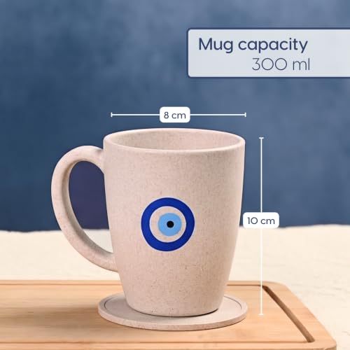Image of Eha Earth Friendly Rakhi Gift for Brother Made with Rice Husk | Set of 2 | Rakhi Set for Brother | Printed Mug & Evil Eye Rakhi Hamper | Gift for Rakshabandhan