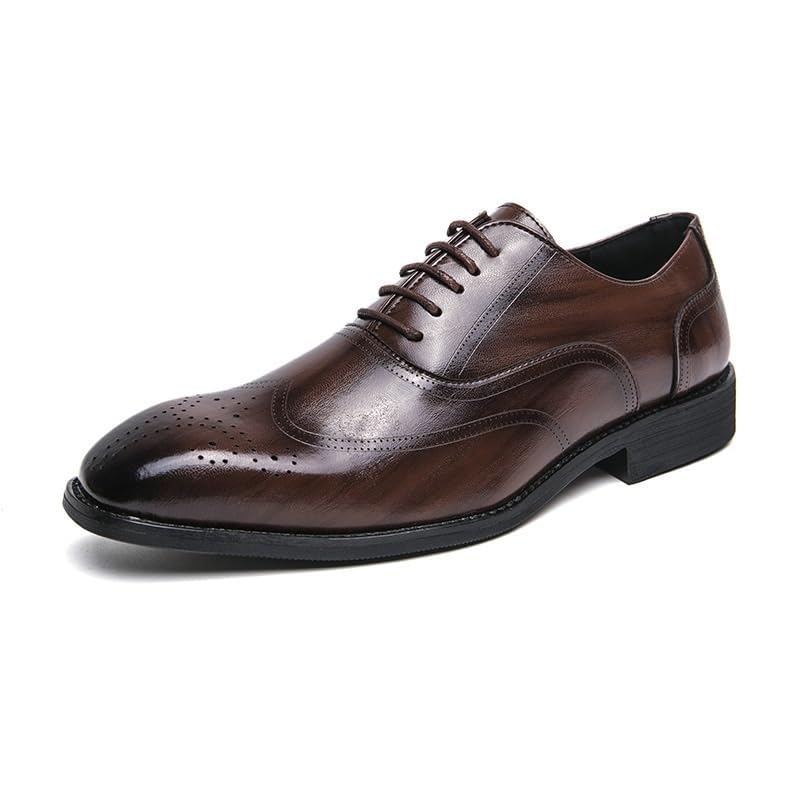 Men's Classic Leather Dress Shoes Lightweight Wedding Formal Modern Business Pointed Toe Non-Slip Softsole Oxford Shoes