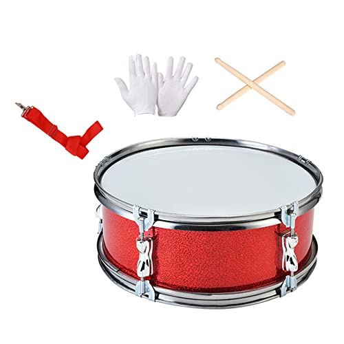 Oshhni 11 pouces caisse claire tambours de musique avec baguettes instrument de percussion portable instruments de musique pour adultes garçons cadeaux, Rouge