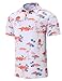uideazone Mens Golf Shirt 3D Flamingo Printed Polo Shirts Dry Fit Golf Short Sleeve Casual Hawaiian Performance Polo Tops