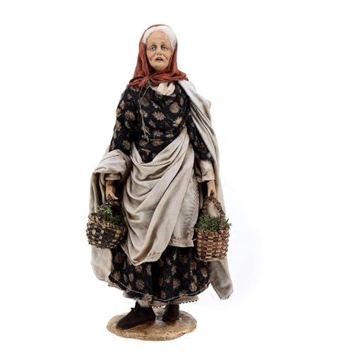 Holyart Elderly woman with baskets 30 cm Angela Tripi terracotta