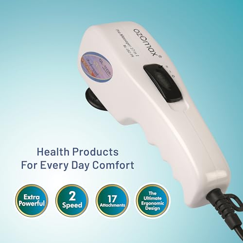 Image of OZOMAX PRO Massage Apparatus With 17 Interchangeable Attachments | Professional Body Massage Therapy, Deep Tissue Massage, Relaxation & Pain Relief, Improves Circulation, Home Use Self-Care