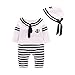 ALLAIBB Bebé Disfraz de Marinero Azul Marino Romper Corbata de moño a Rayas Onesies Gorra 3-9M Size 3M (Negro)