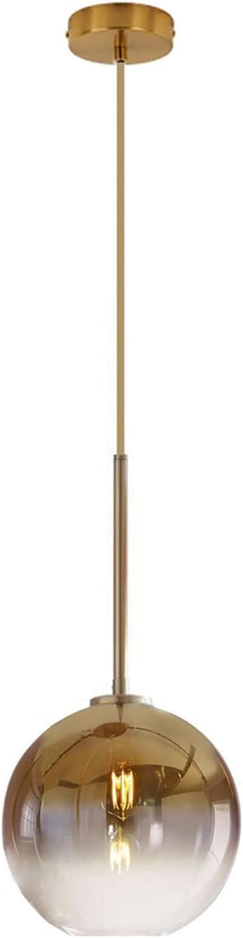 EKSED Lámpara Colgante Moderna de Vidrio con Casquillo E27, Pantalla Esférica de 25 cm para Techo, Ideal para Isla de Cocina o Comedor (Dorado, 1 Luz)