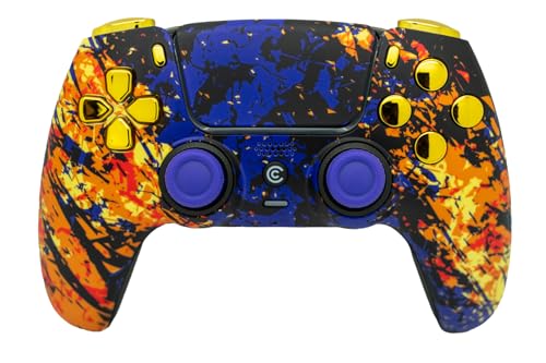 Image of Custom Controllerzz Custom Wireless Controller Compatible with PS5 - Multiple Designs Available (Inferno Galaxy & Gold Chrome)