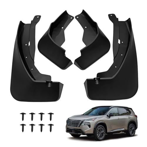 Image of KELCSEECS Car Mud Flaps Fit for Nissan Rogue 2021-2023 Mud Flaps, Front & Rear Mud Splash Guard Compatible with 2023-2021 Rogue Mudflap Fender Guards, 4 Pcs Mud Guard Kit Accessories Black