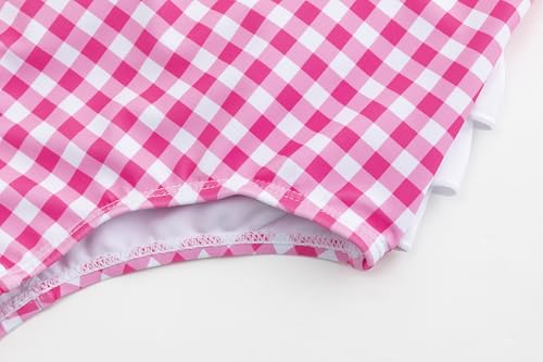 Image of LIZENS Girls One Piece Swimwear Checker Print Ruffles Bathing Suit for Kids Size 2-12