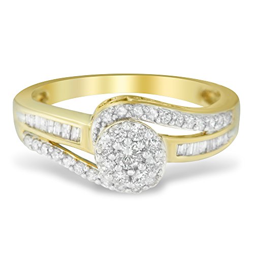 Haus of Brilliance 10K Yellow Gold Diamond Cluster Ring (1/2 Cttw, I-J Color, I2-I3 Clarity) - Size 8