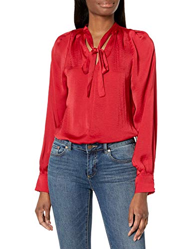 red satin long sleeve blouse
