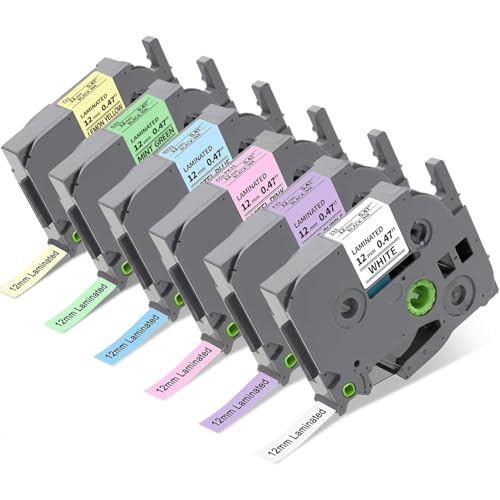 Image of COLORTY TZ-231 12mm Pastel Tape Replacement for Brother P-Touch Label Maker Tape 0.47 inch, Compatible TZe Lamianted Colored Ribbon for Ptouch PT-D200 D210 D220 H110 1000 1280 D400 P300BT Cube, 6 Pack