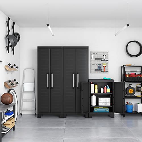 Keter Detroit, niedrig Kunststoffschrank, Kunststoff, schwarz, 65 x 45 x 97 cm