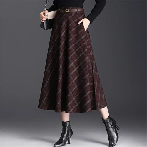 Women's Winter Polyester Large Ruffle Hip-Covering Mid-Length Plaid Loose A-Line Mini Skirt3
