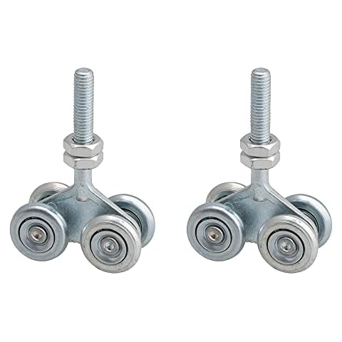 BQLZR 2X Steel Sliding Track Roller Hanging Door Rail Trolley Wheel H4-3 Silver Cover