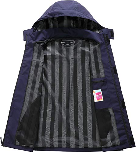 Otu 916MEN-NAVY-M Men'S Lightweight Waterproof Hooded Rain Jacket Outdoor Raincoat Shell Jacket thumb #2