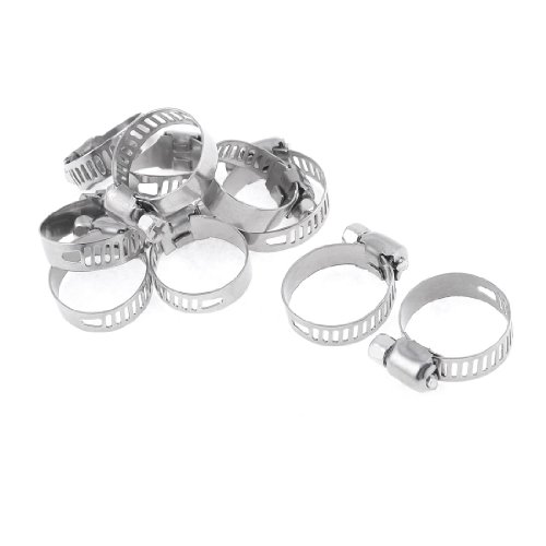 Aexit 10 Pcs Clamps Adjustable Stainless Steel Worm Drive Strap Clamps Hose Clamp